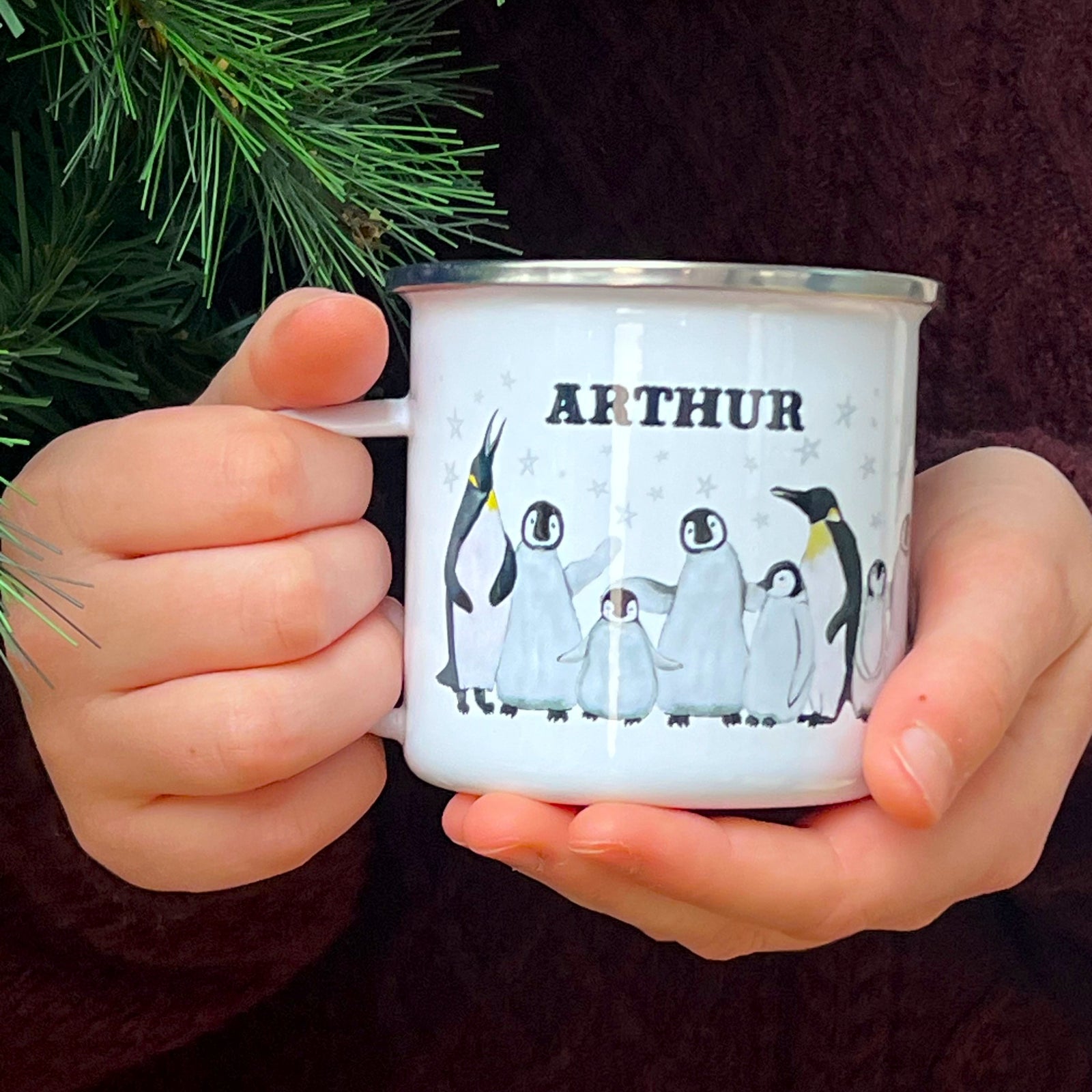Penguin Tin Enamel Mug