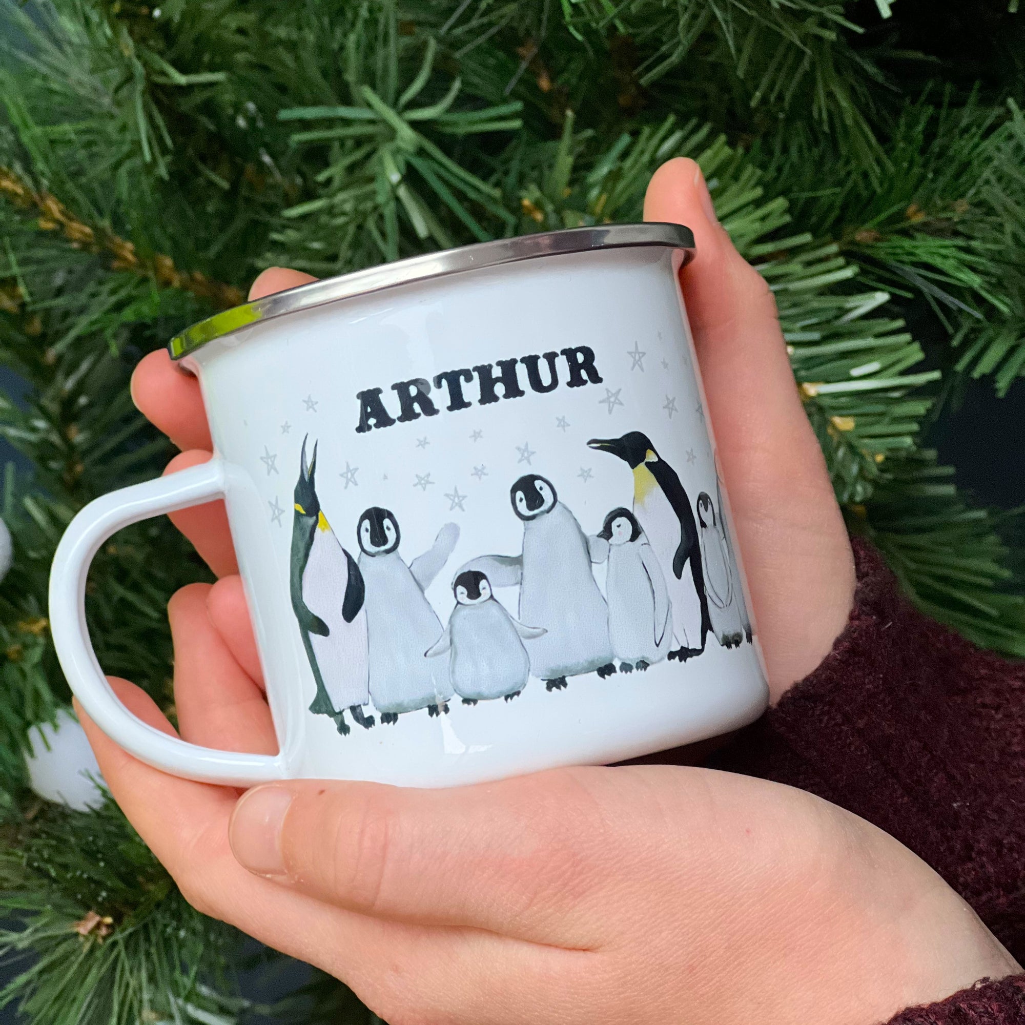 Penguin Tin Enamel Mug