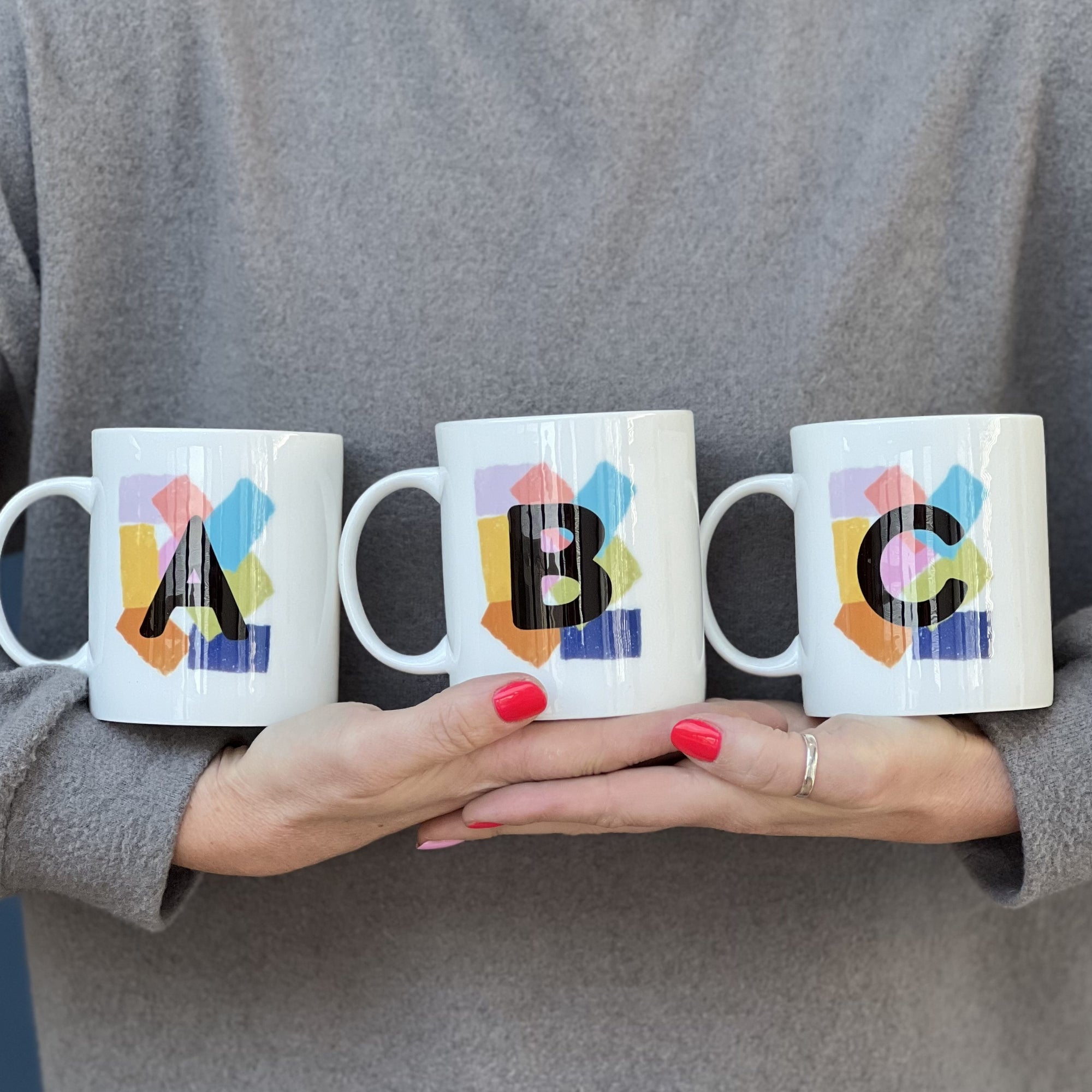 Bone China Initial Mug With Bold Abstract Design