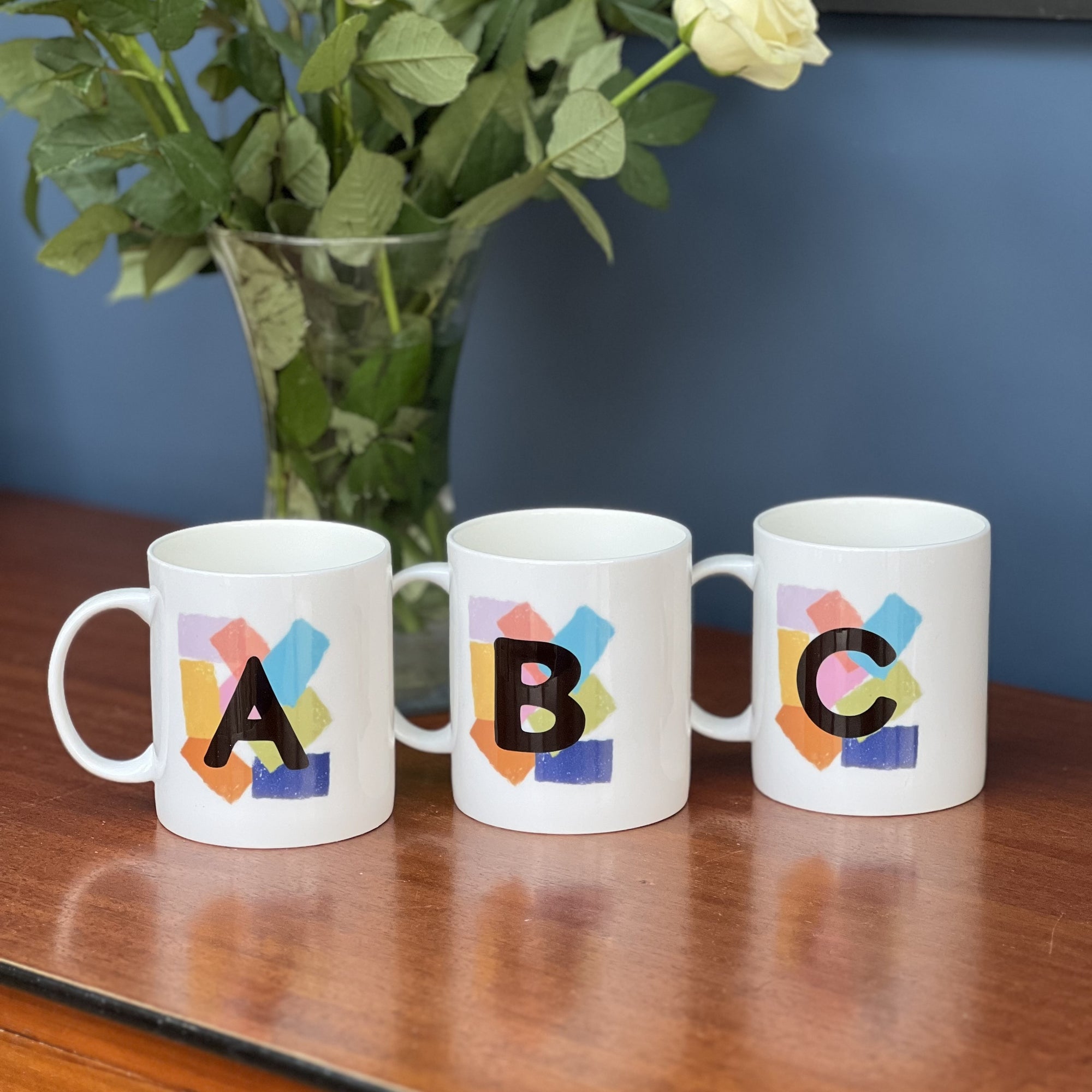 Bone China Initial Mug With Bold Abstract Design