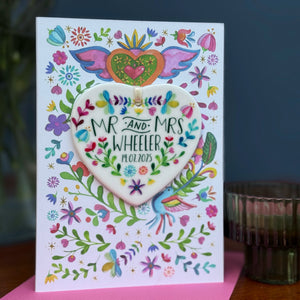 Mexican Wedding Card With Personalised Ceramic Keepsake - Mexican Folksy Wedding Card