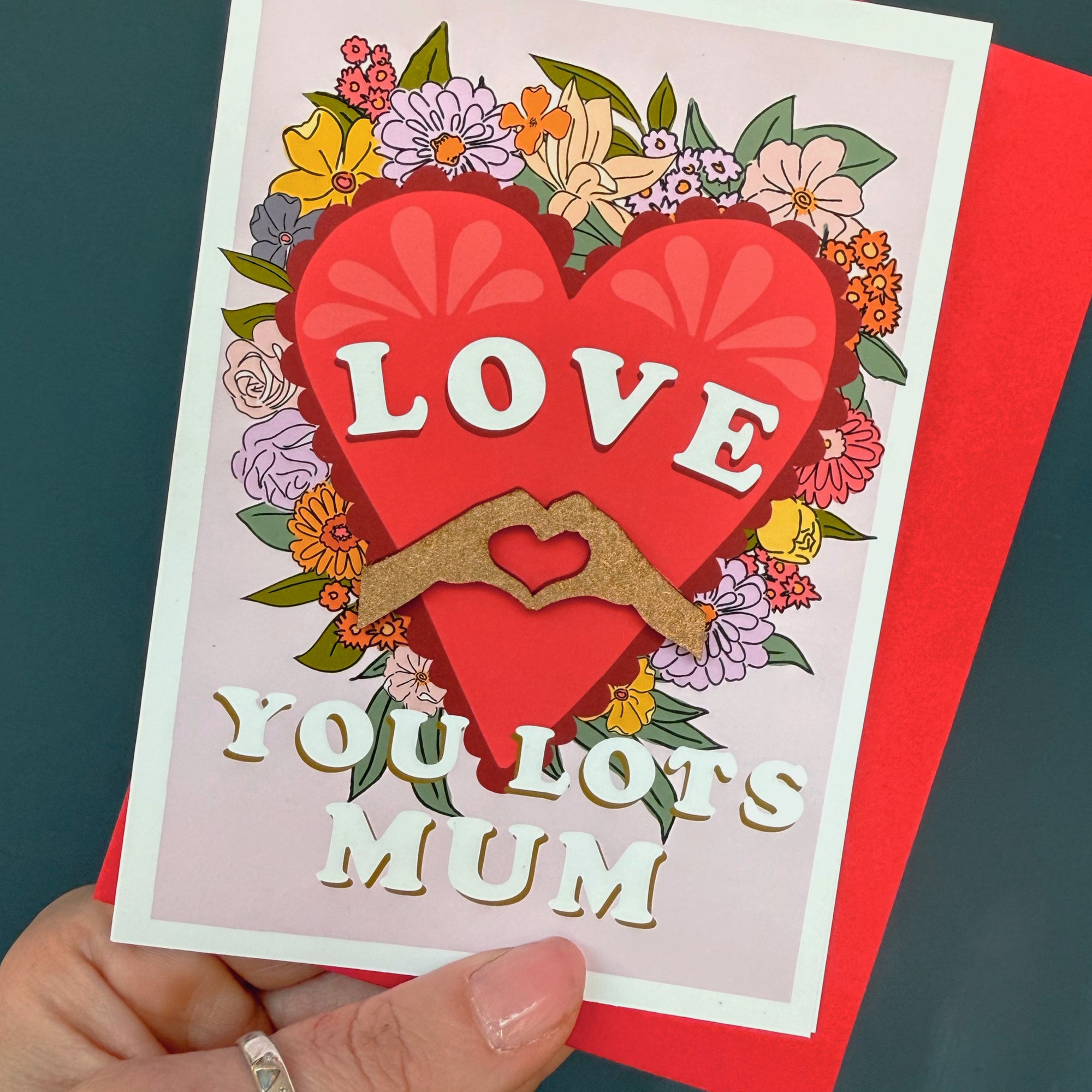 Love you lots Mothers Day Card with Flowers