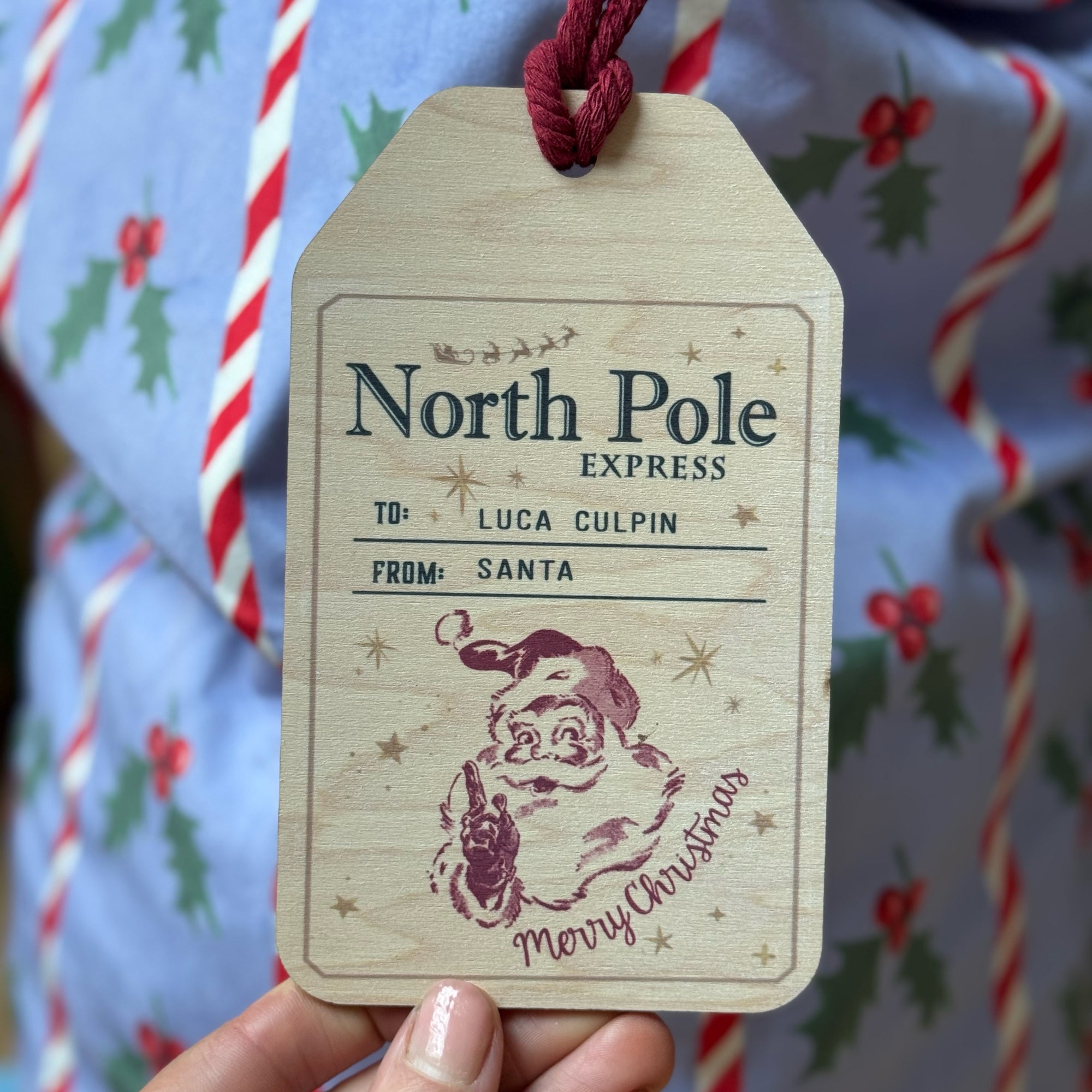 North Pole Express Christmas tags for presents sack or stocking