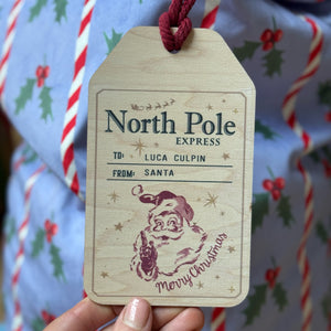 North Pole Express Christmas tags for presents sack or stocking