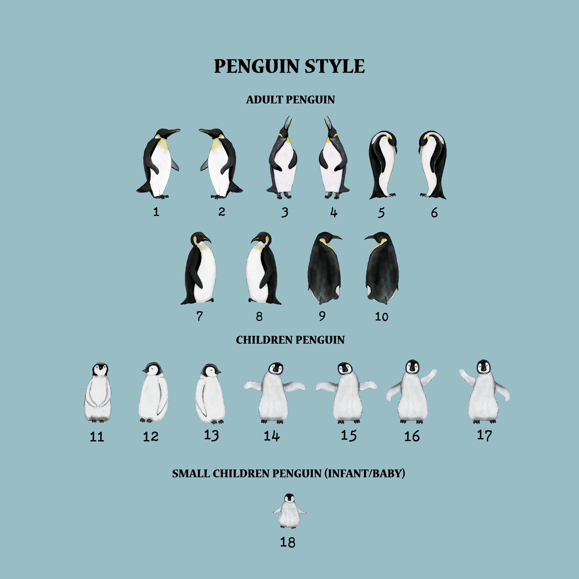 Penguin Family Portrait Print Square