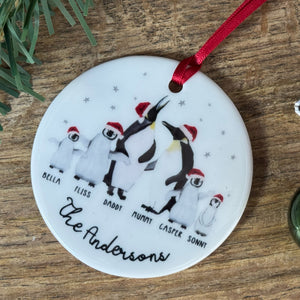 Personalised Family Bauble, Penguin Design