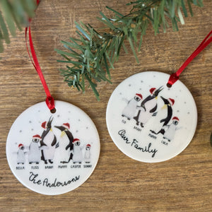 Personalised Family Bauble, Penguin Design