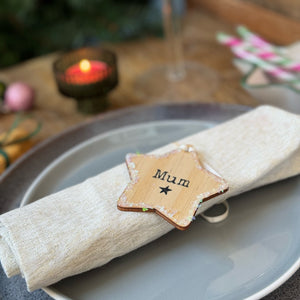 Personalised Wooden Star Bauble / Place Setting In One