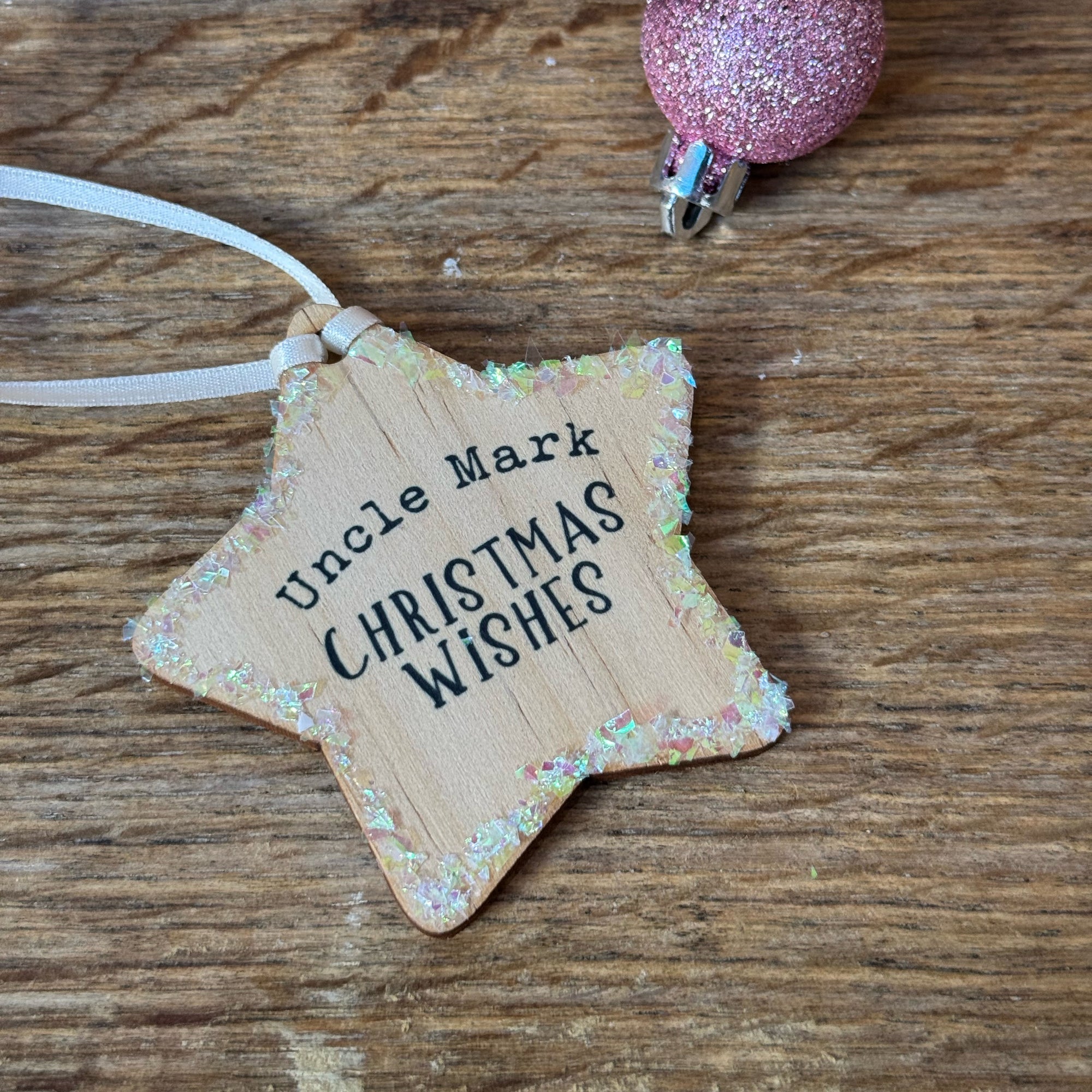 Personalised Wooden Star Bauble / Place Setting In One