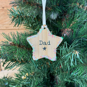 Personalised Wooden Star Bauble / Place Setting In One