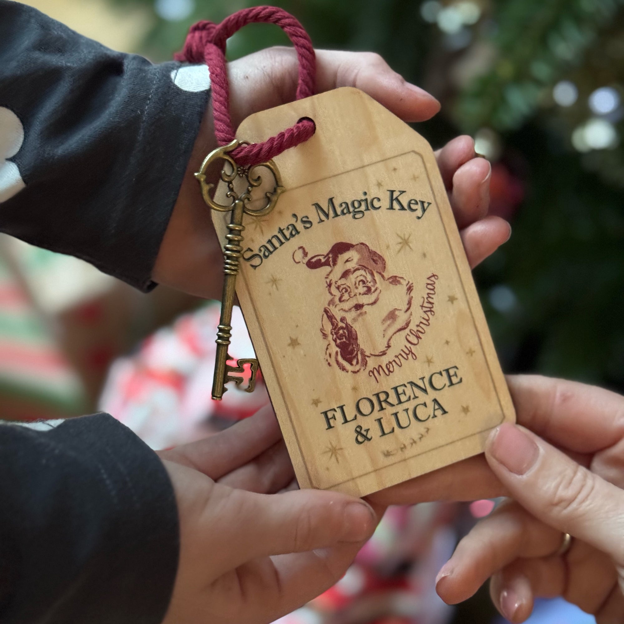 Santa's Magic Key With Personalised Wooden Keyring