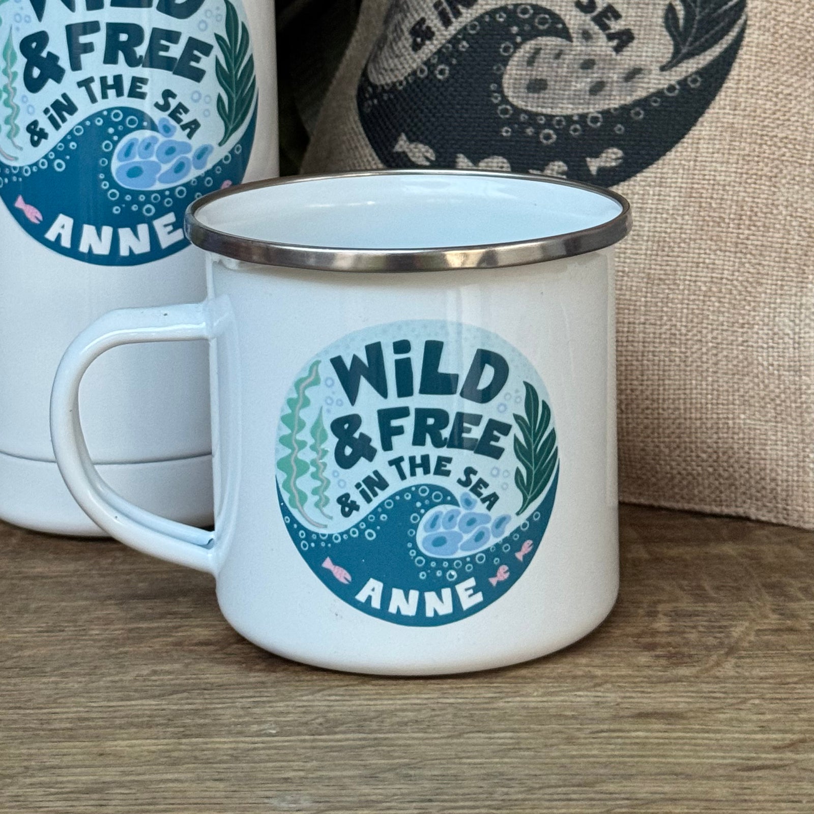 Wild And Free Sea Swimming Enamel Mug