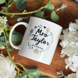 Couples Wedding Bone China Mug Set with Watercolour illustrations