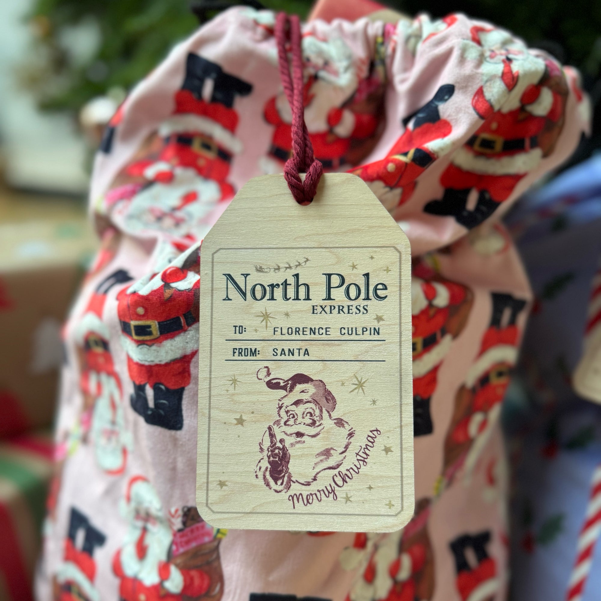 Wooden Christmas Sack tags 