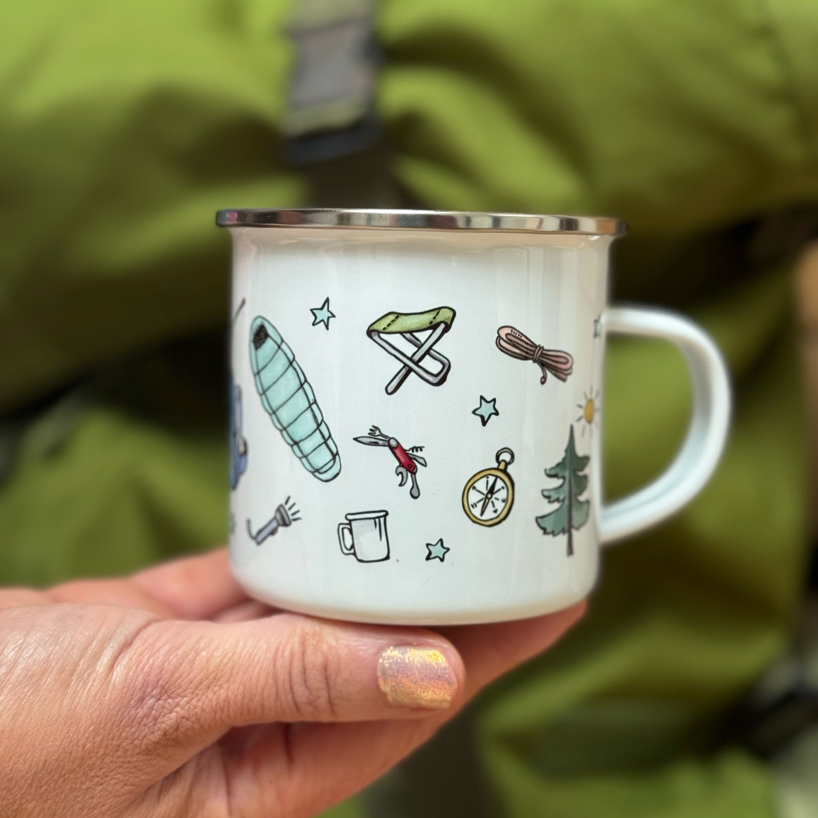 Tn Mug with camping illustrations wraparound