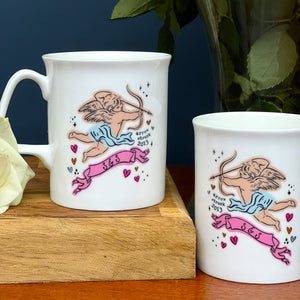 Bone China Couple's Mug Set with Cupid Design