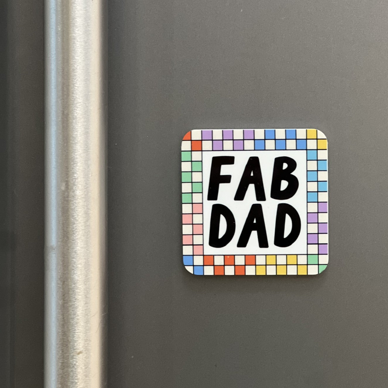 Bright Checkered Fab Dad Card With Magnet