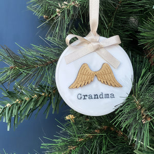 Ceramic Memorial Hanging Decoration with golden wings