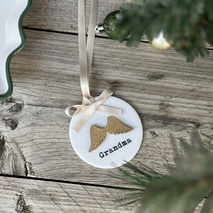 Ceramic Memorial Hanging Decoration with golden wings
