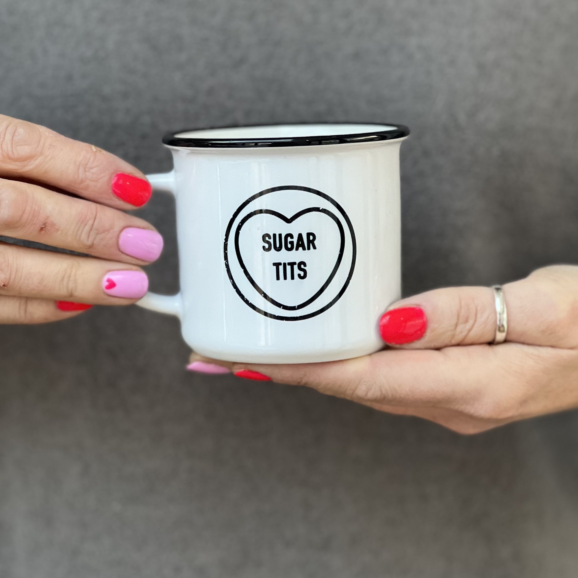 monochrome love heart china mug