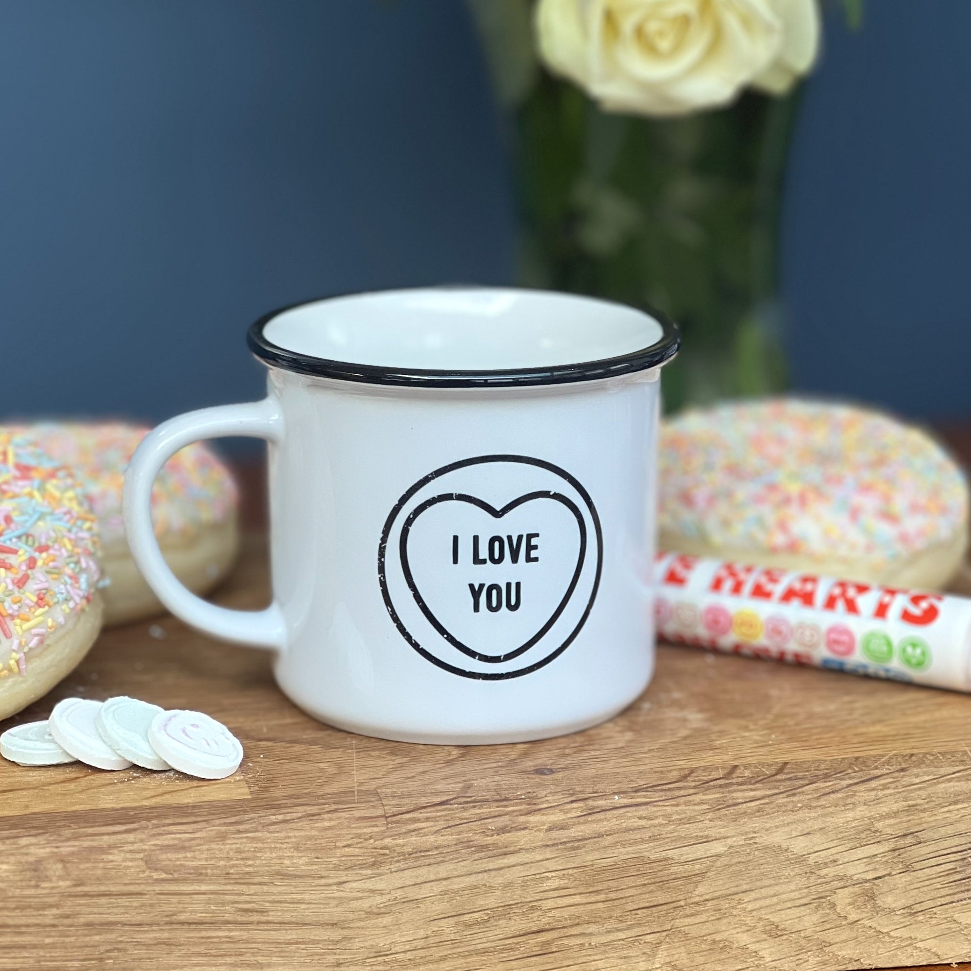 Monchrome Love Heart design China Mug