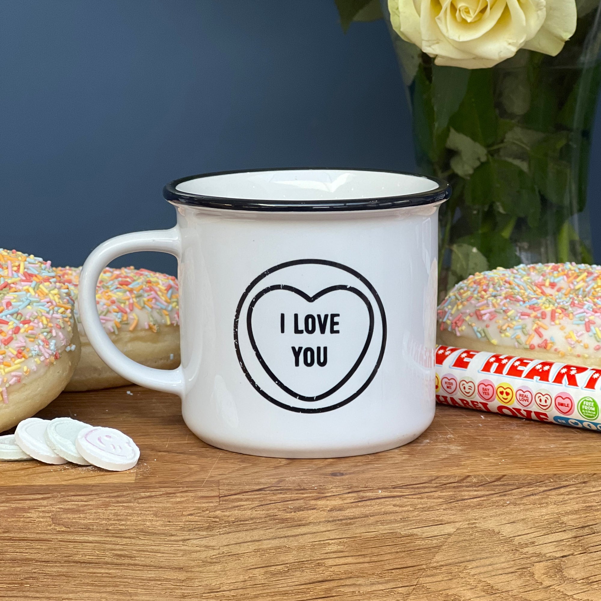 Monchrome Love Heart design China Mug