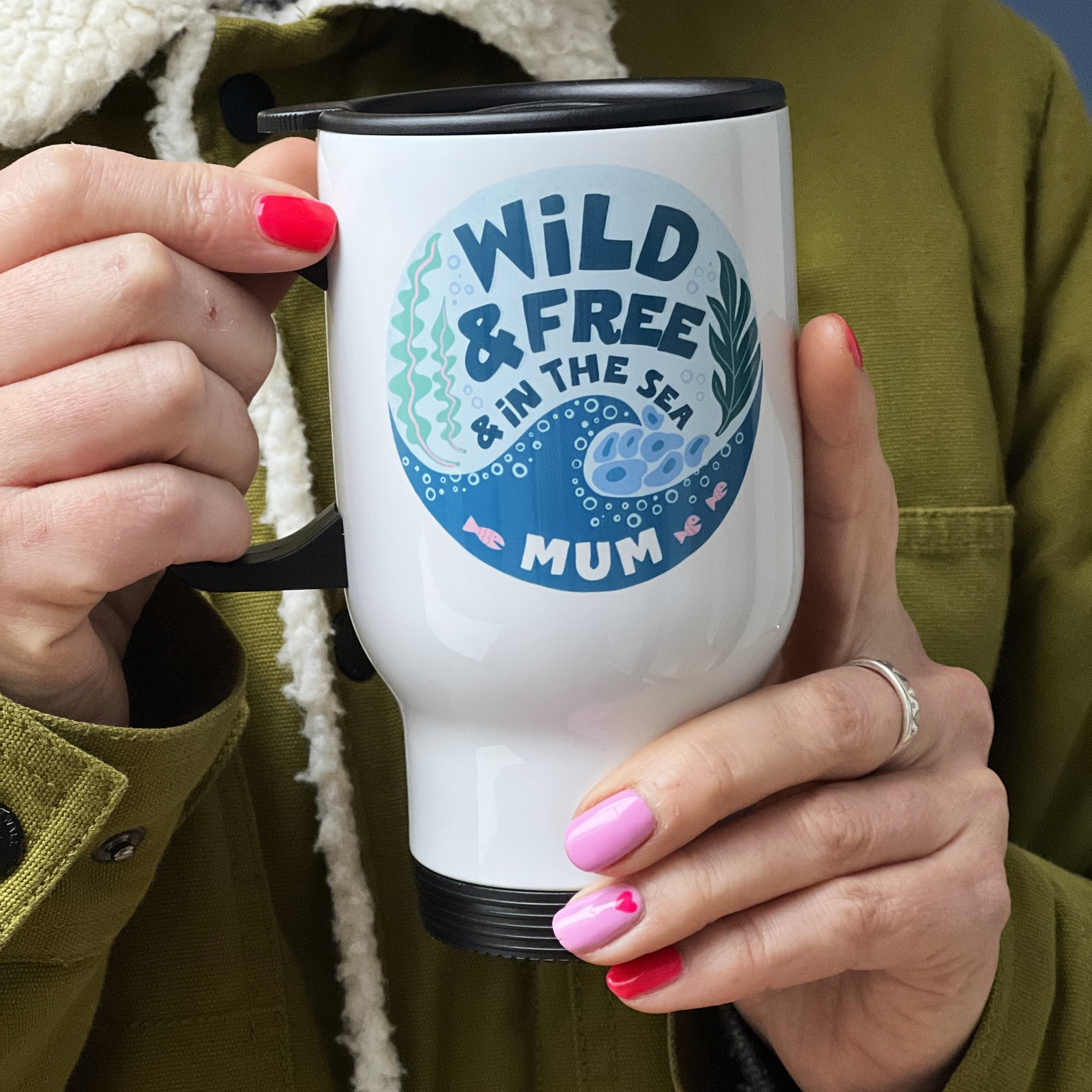 Wild And Free Sea Swimming Travel Mug