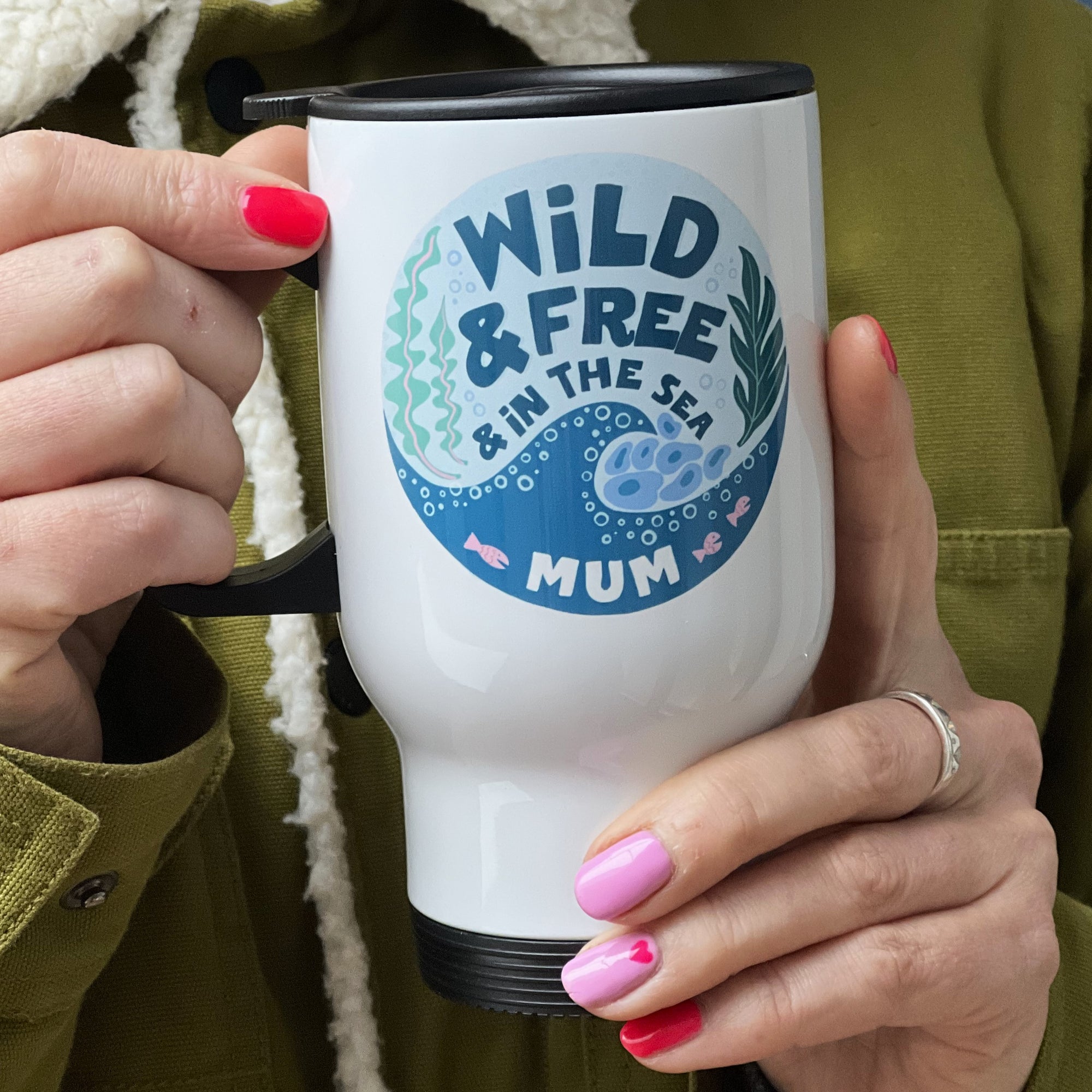 Wild And Free Sea Swimming Travel Mug