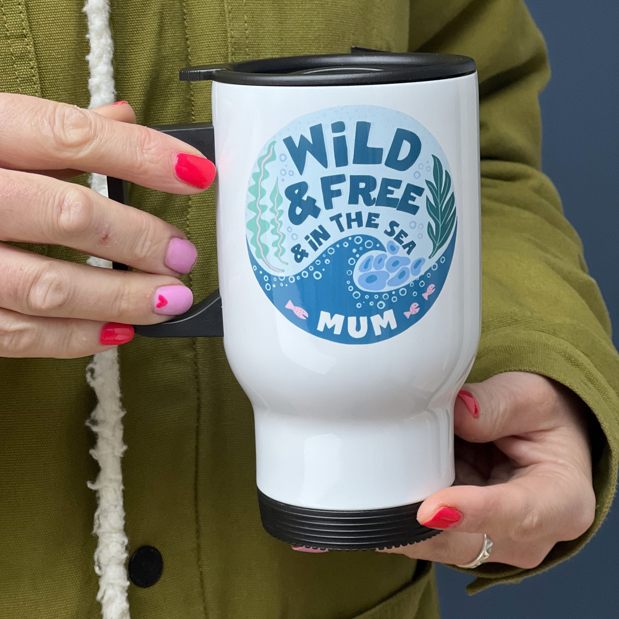 Wild And Free Sea Swimming Travel Mug