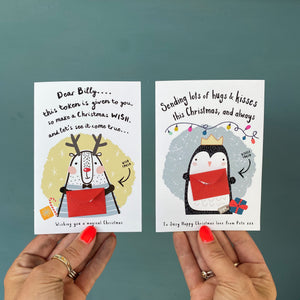 Sending a Christmas Wish token Greeting Card for kids