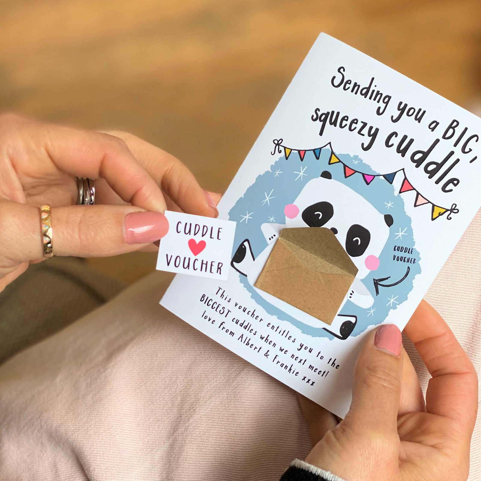 Sending a Cuddle Voucher Greeting Card
