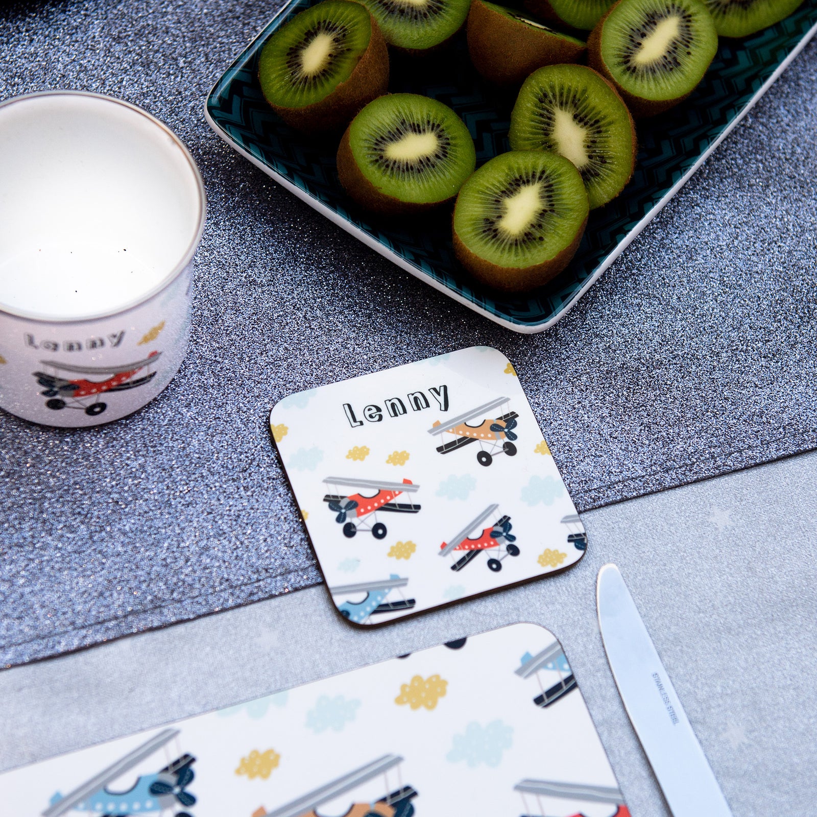 Childrens_Aeroplane_personalised_table set