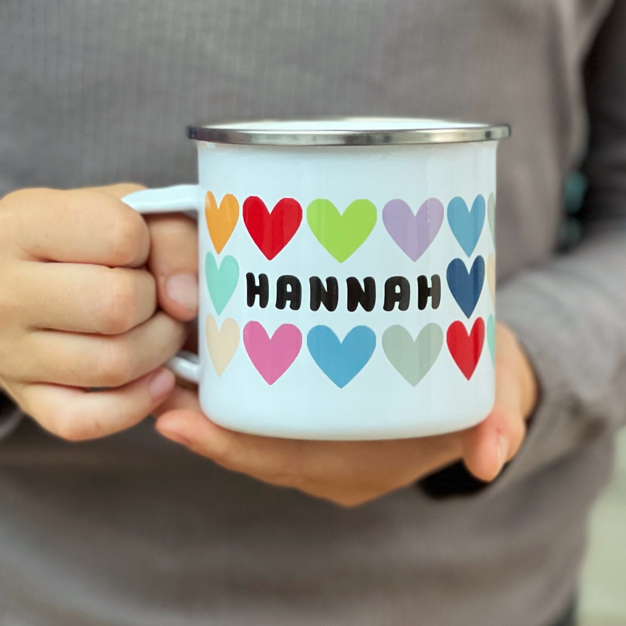 Colourful Hearts Enamel Mug