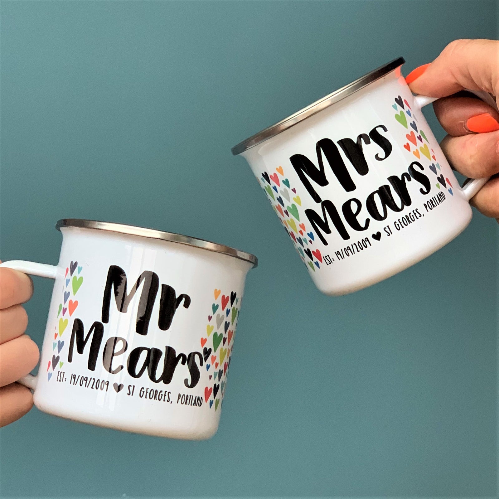 Couples 10 year Anniversary Tin Mugs 