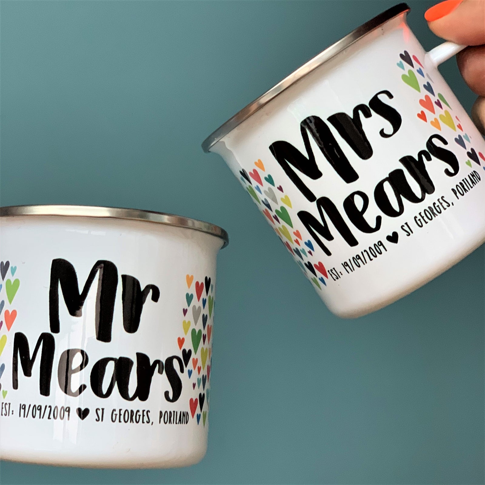 Couples 10 year Anniversary Tin Mugs 