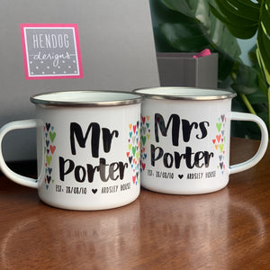 Couples 10 year Anniversary Tin Mugs 