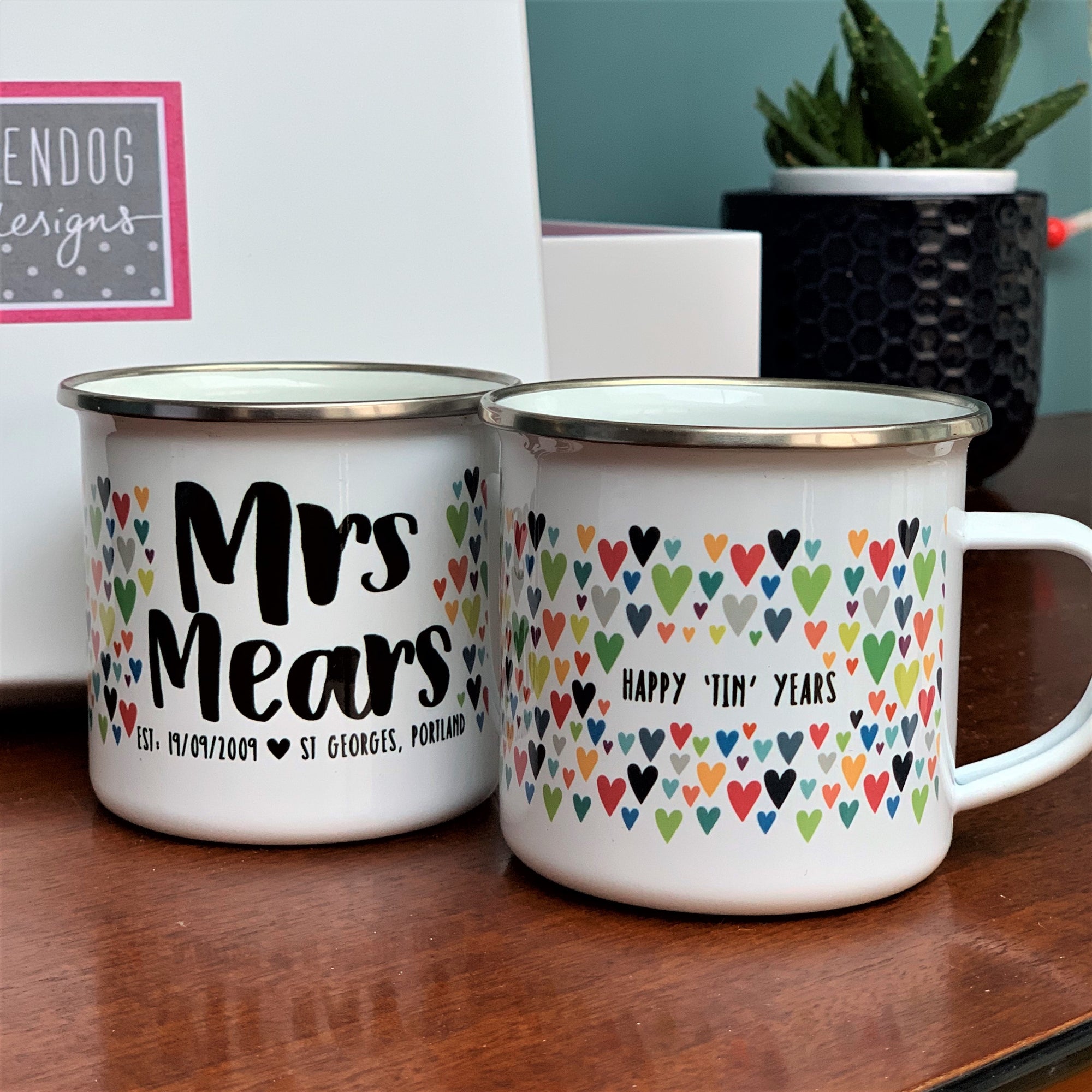 Couples 10 year Anniversary Tin Mugs 