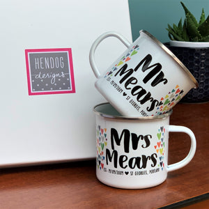 Couples 10 year Anniversary Tin Mugs 