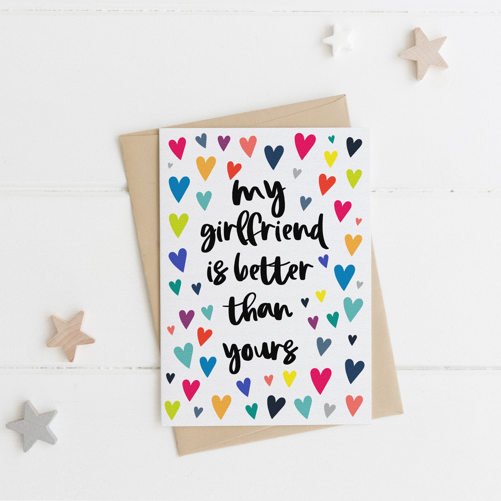 My Boyfriend/Girlfriend Is Better Than Yours Greeting Card - Hendog Designs