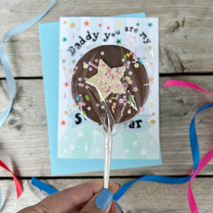 Fathers Day 'Daddy you are my super star' Card with Chocolate lollipop
