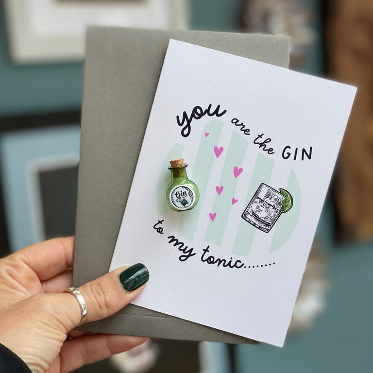 Gin & Tonic Valentines card with 3D bottle