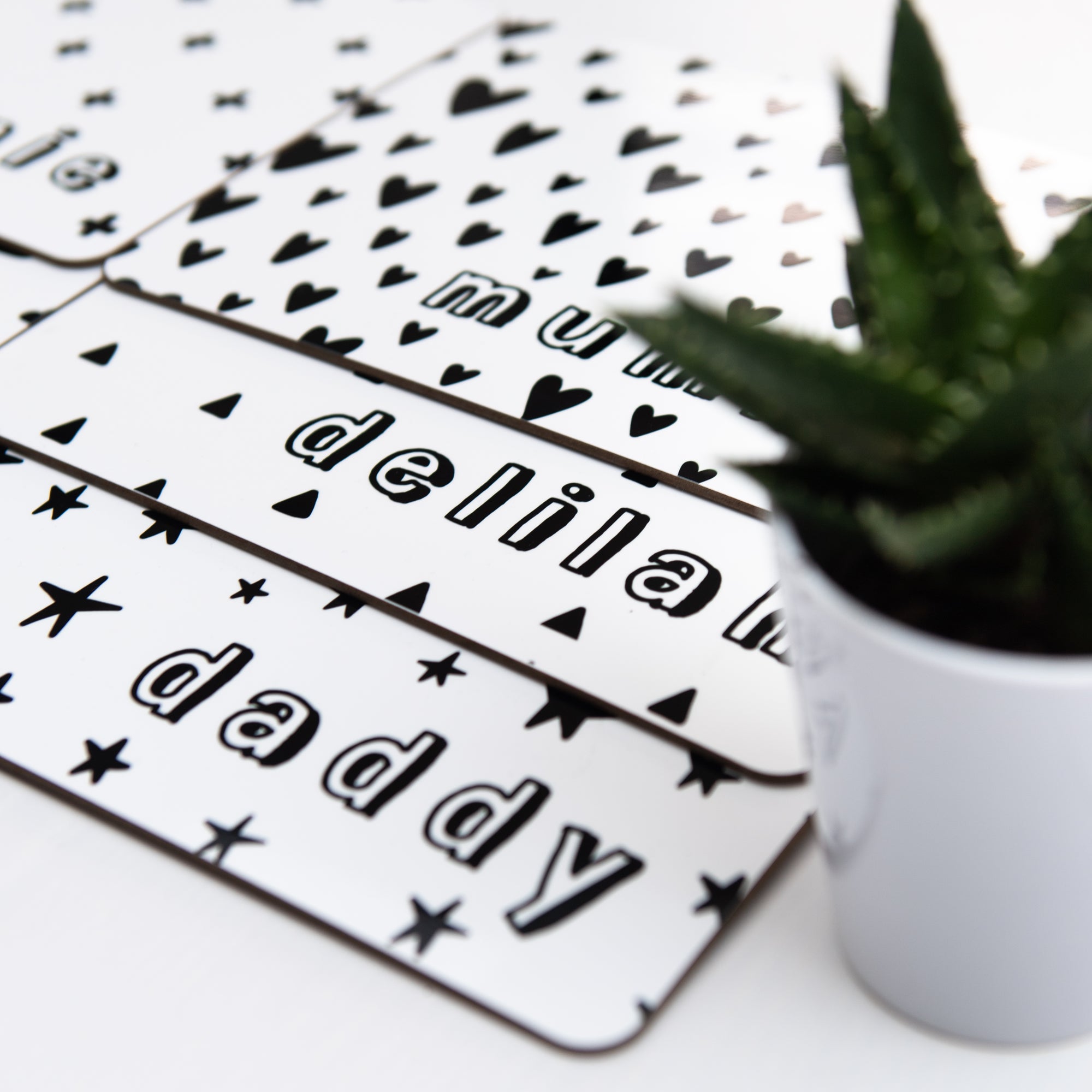 Monochrome Personalised Placemat - Hendog Designs