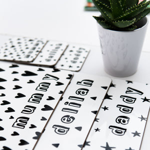 Monochrome Personalised Placemat - Hendog Designs