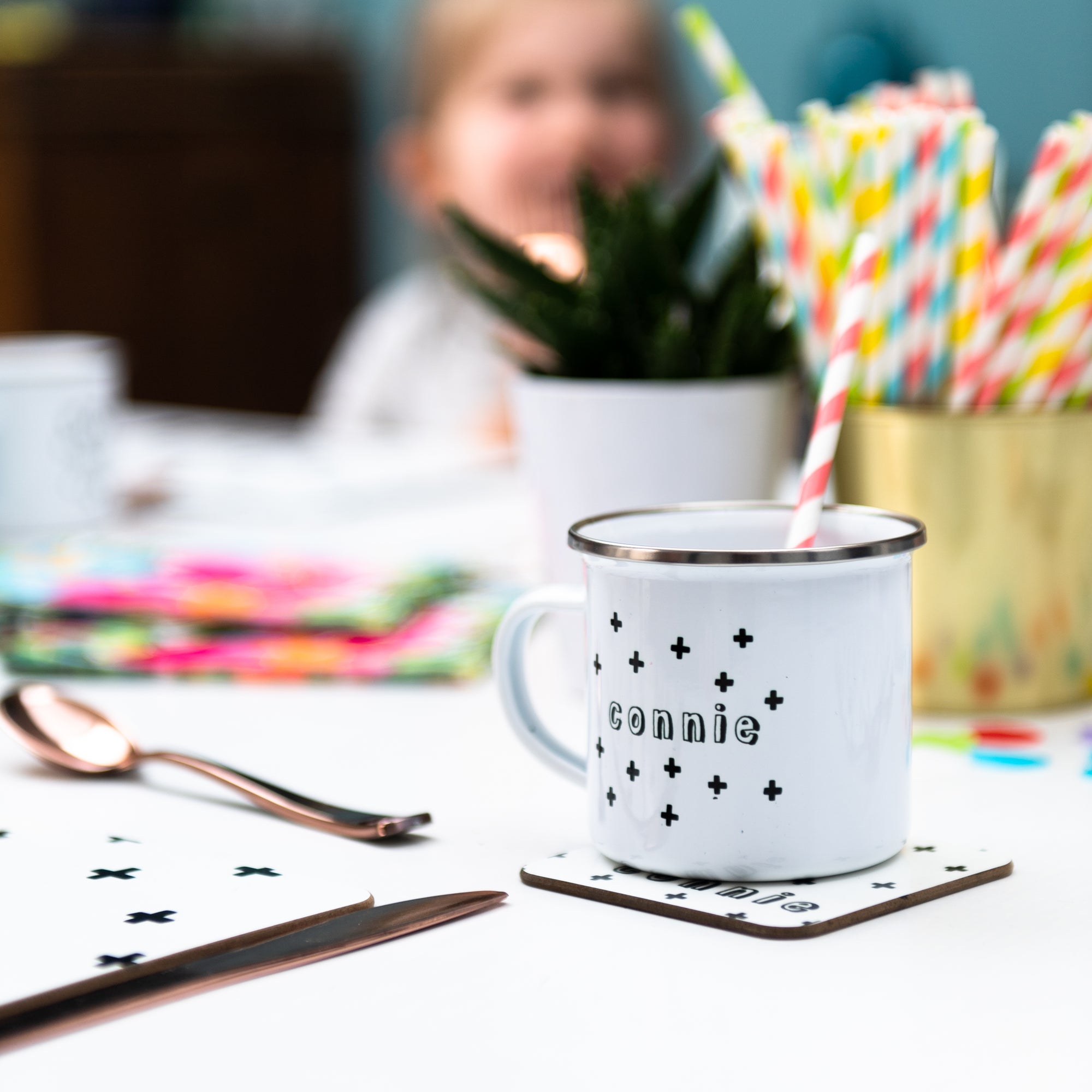 Monochrome Enamel Mug - Hendog Designs