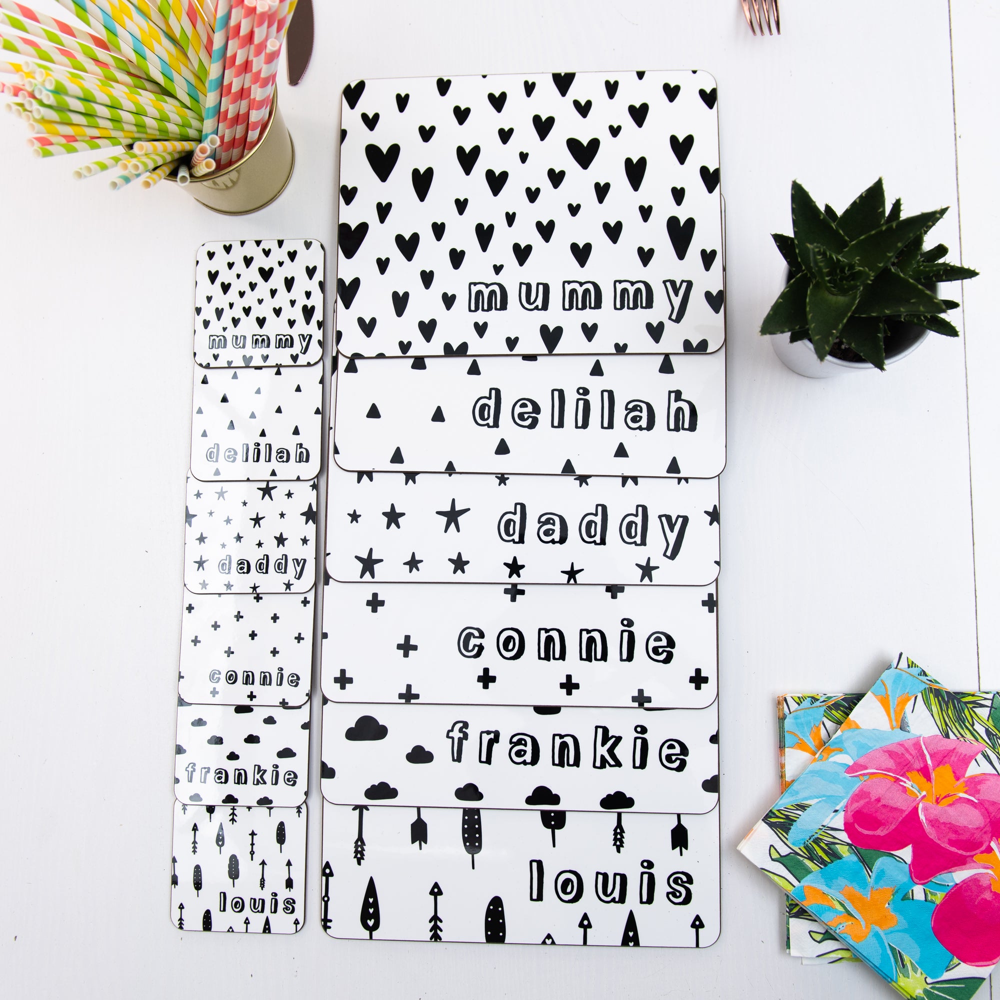 Monochrome Personalised Placemat - Hendog Designs