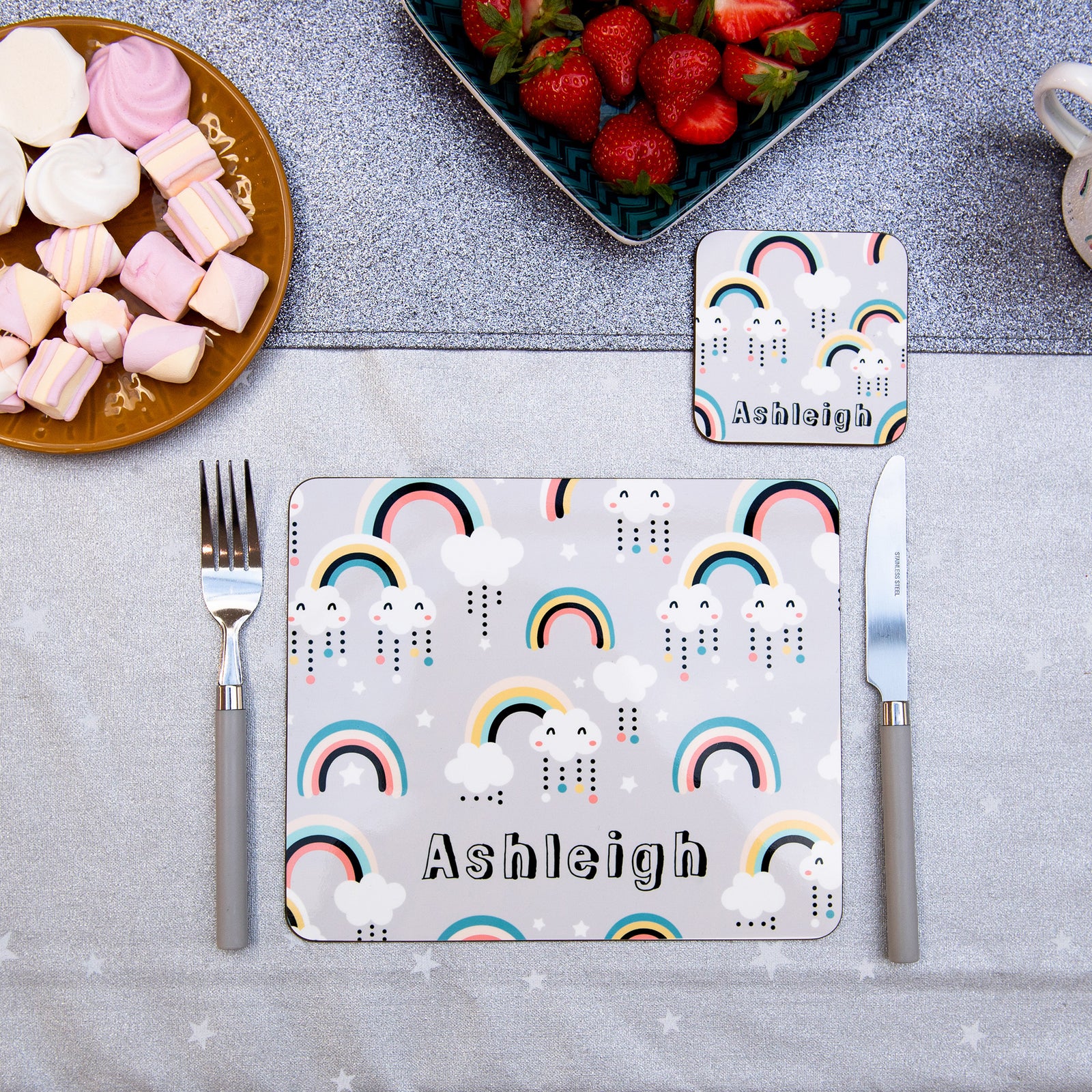 Rainbows personalised Coaster
