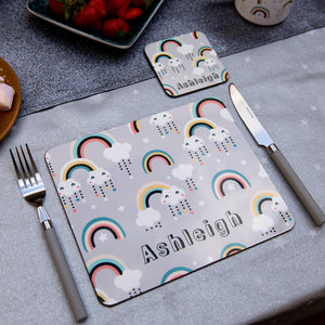 Rainbows Placemat, Coaster & Enamel Gift Set