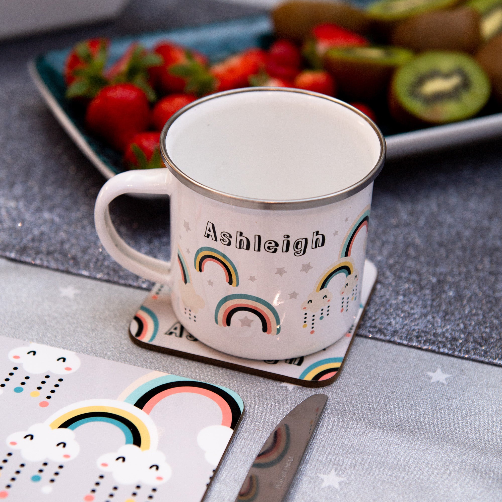 Rainbows Personalised Enamel Mug