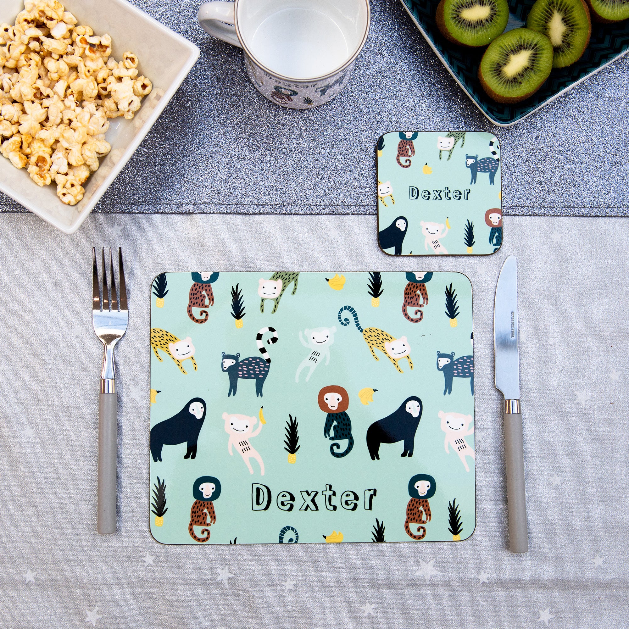 Monkeys Personalised Coaster with colourful monkeys