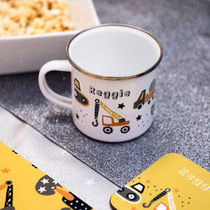 Trucks Personalised Placemat - Mustard background